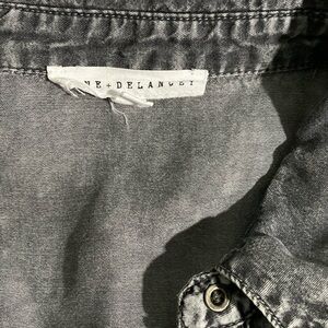 Jane + Delancey Black Chambray Distressed Button Down